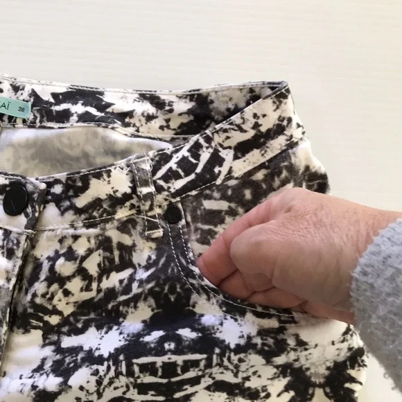 KOOKAI womens 38 high rise skinny stretch jeans black grey white zip front - Picture 14 of 16